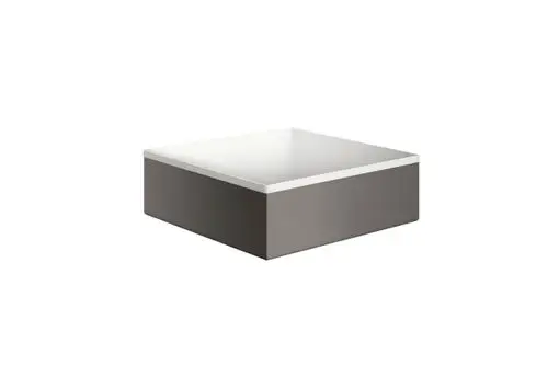 Washbecken in quadratischer Form mit einer glatten, weißen Oberfläche und einer brushed black chrome Seite. Von AXOR, ohne Hahnloch oder Überlauf.